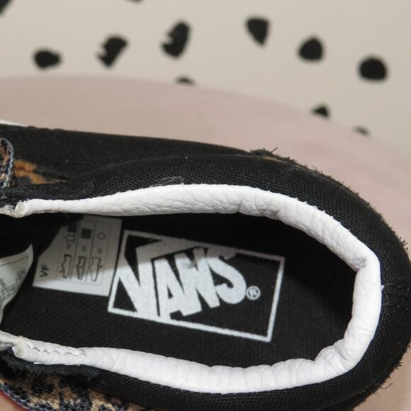 Vans Black Leopard Print Girls Lace Up Sneakers - Picture 6 of 8